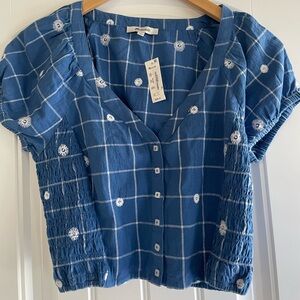 NWT Madewell floral puff crop blouse size 2